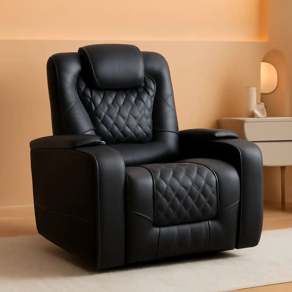 Black Power Recliner With USB Ports And Cup Holders from PriceLows™