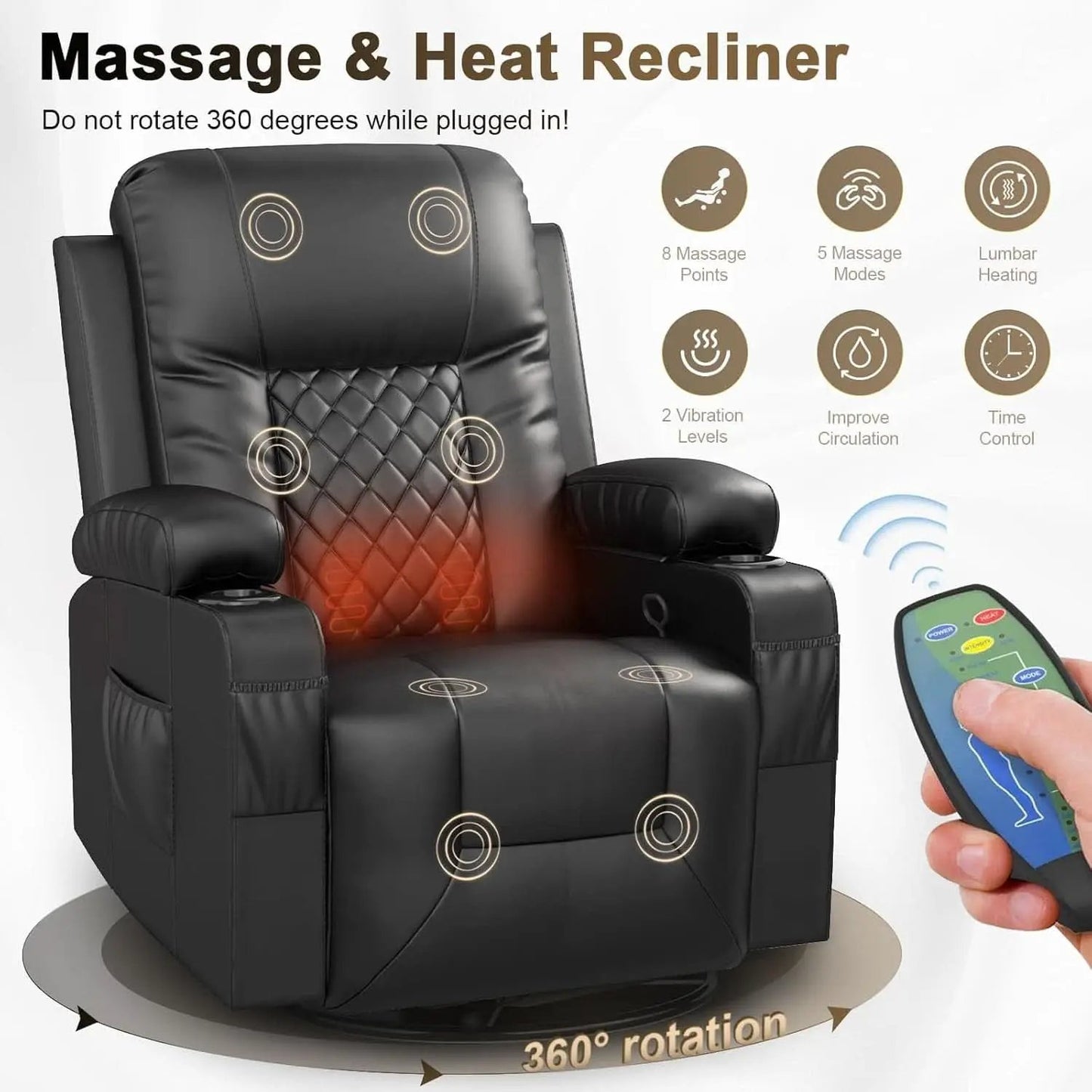 Living Room Furniture Set Loveseat Recliner And 2 Piece Massage Recliner Chairs from PriceLows™
