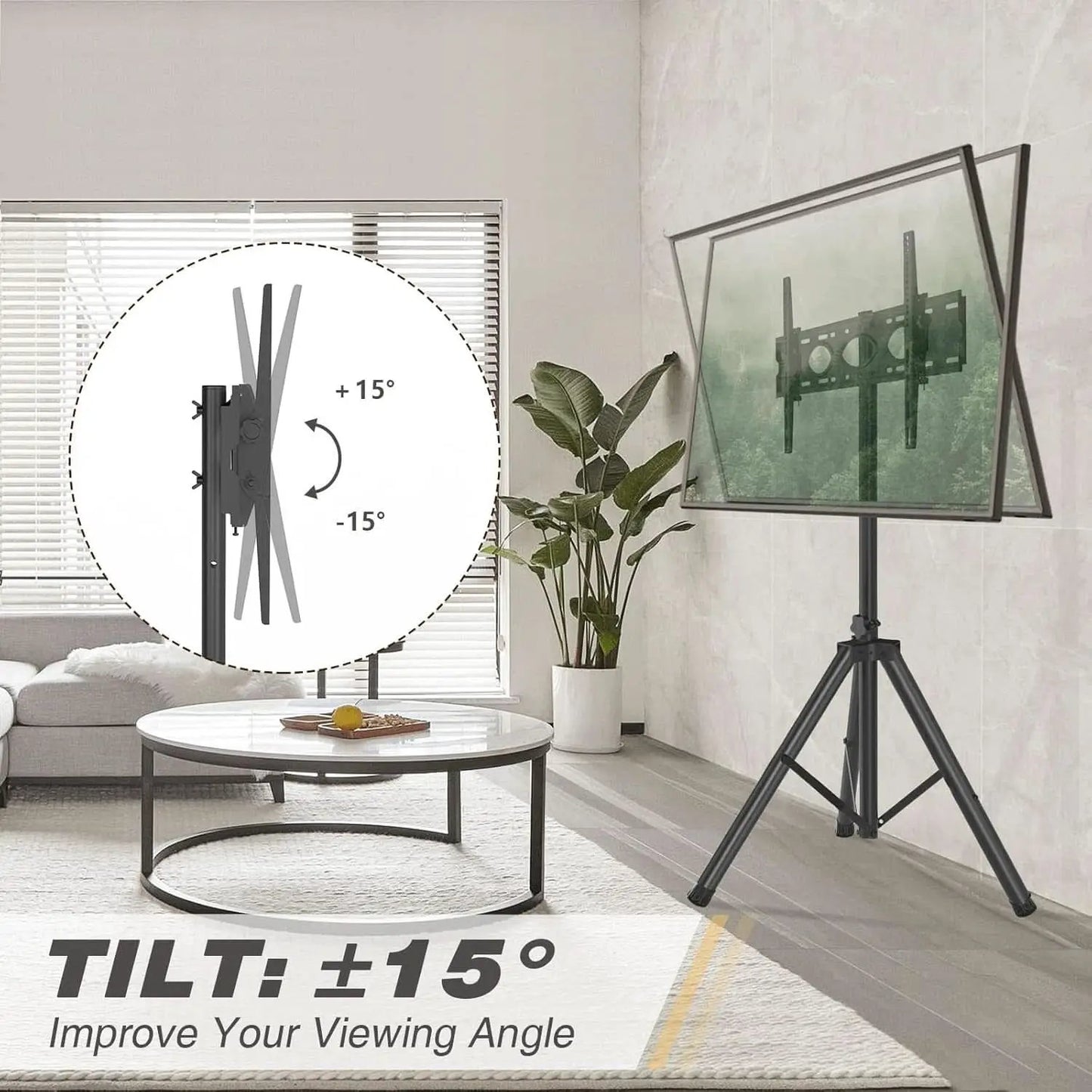 Tripod TV Stand For 23-75 Inch TVs Tilt 15 Degrees from PriceLows™