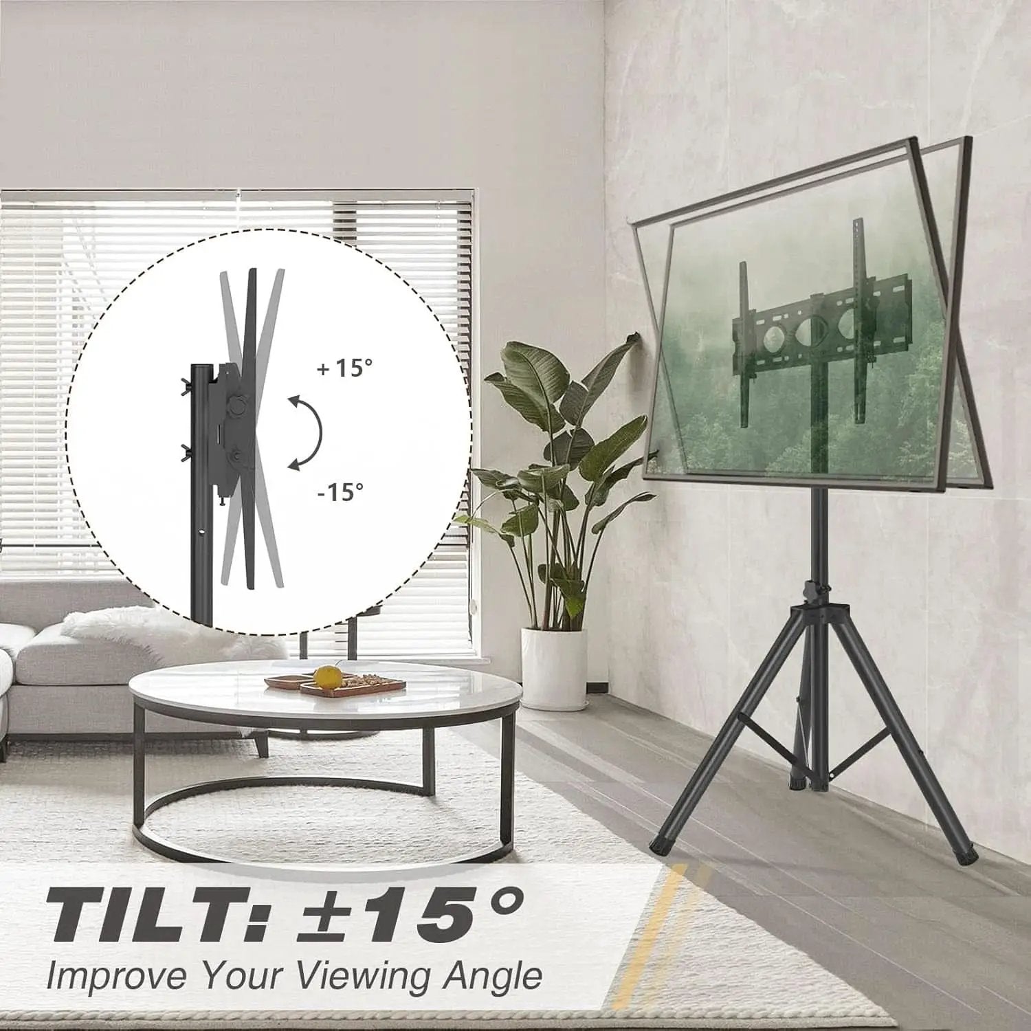 Tripod TV Stand For 23-75 Inch TVs Tilt 15 Degrees from PriceLows™
