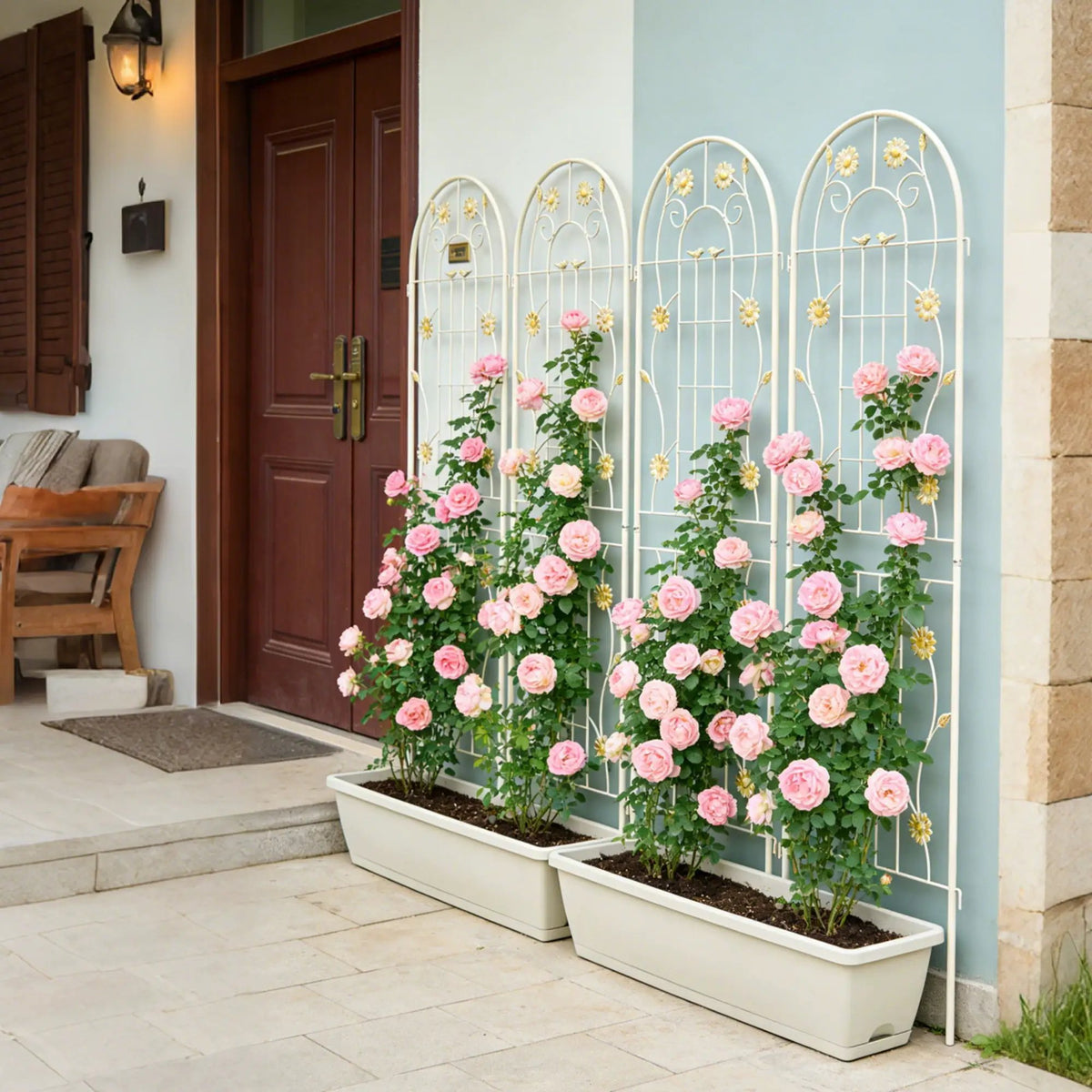 Metal Garden Trellis | Galvanized Steel | Powder Coated | 4 Piece Set
