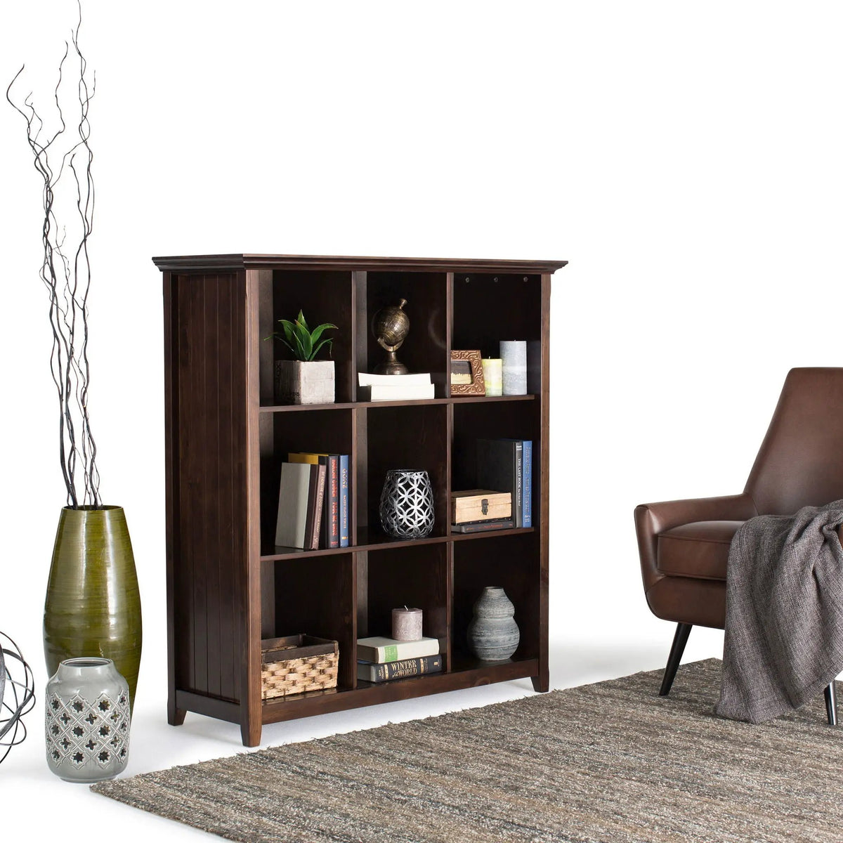 Acadian Cube Storage | Handcrafted Solid Wood | Twelve Large Cubbies | 57 Inch Width