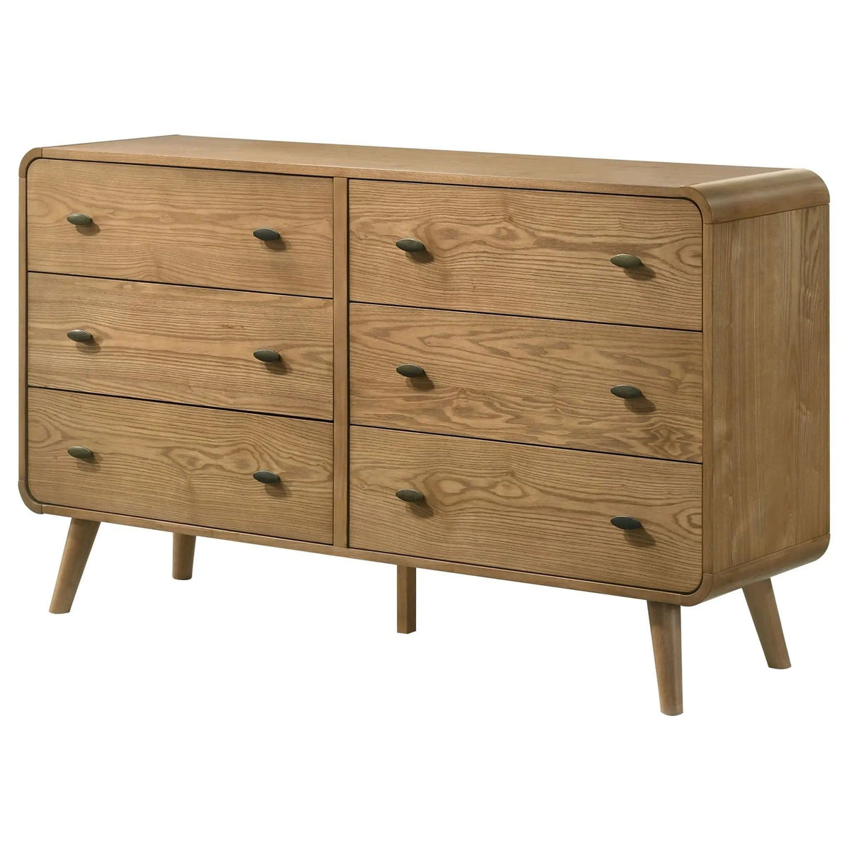 Robyn 6-drawer Bedroom Dresser Light Ash | 61 x 17 x 36.5 in | Rubberwood & Engineered Wood | Bedroom