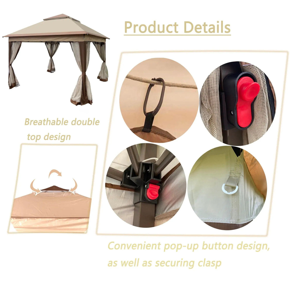 Outdoor Pop Up Gazebo Canopy With 2 Tier Soft Top And Removable Zipper Netting | 2 Pieces | Fabric & Steel | Outdoor Living