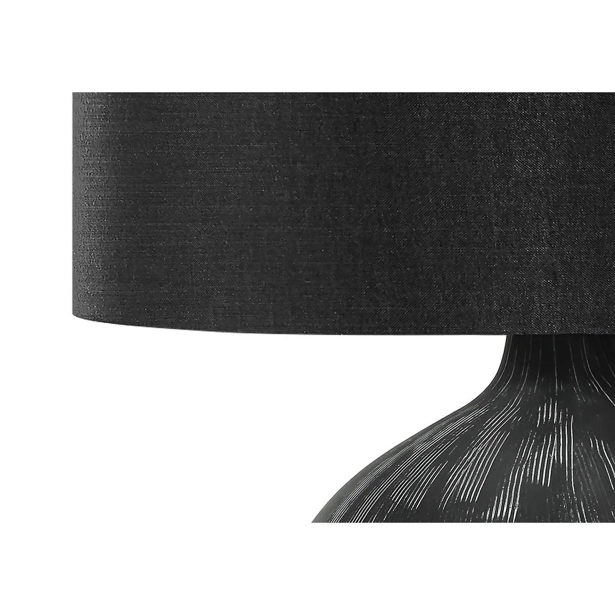 Black Ceramic Table Lamp | Textured Base | 23 Inch Height | 3-Way Rotary Switch
