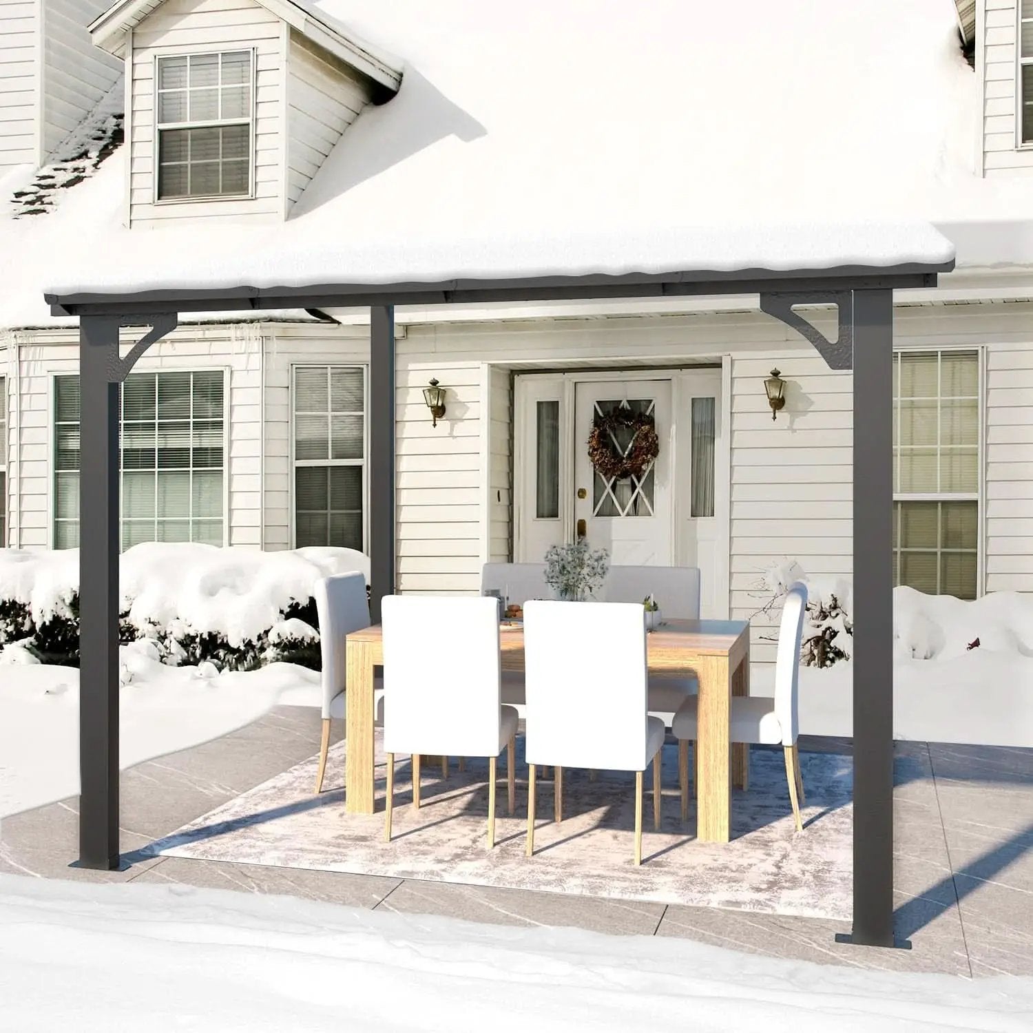8x8 Waterproof Wall Mounted Lean To Gazebo for Patio from PriceLows™