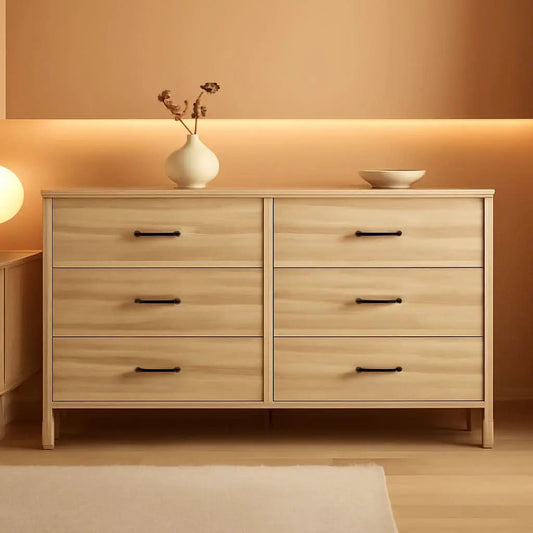Mid-Century Modern 6 Drawer Dresser With Chevron Pattern from PriceLows™