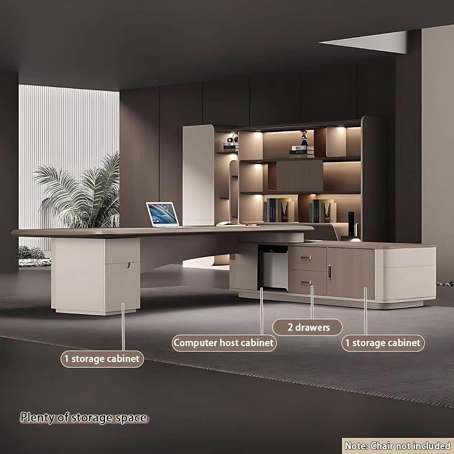 L Shaped Solid Wood Desk With Hidden Cable Hole 141.7 In from PriceLows™