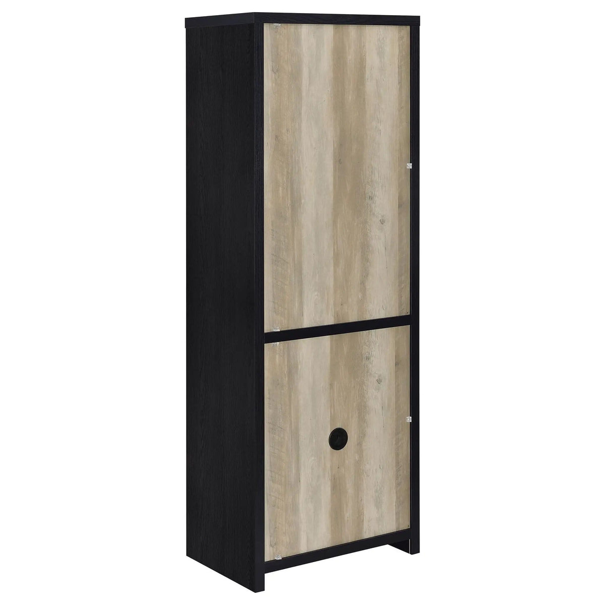 Denison 67-inch 2-door Media Tower Storage Cabinet Pier | 23.5 x 15.5 x 67 in | Glass | Black
