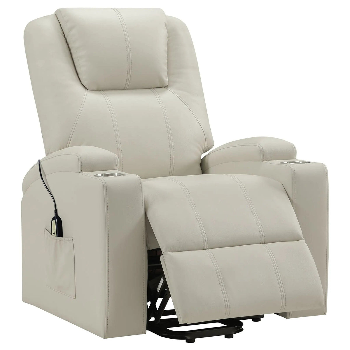 Macklin Power Lift Massage Recliner | Heat And Massage | Dual Cupholders | Smooth Upholstery
