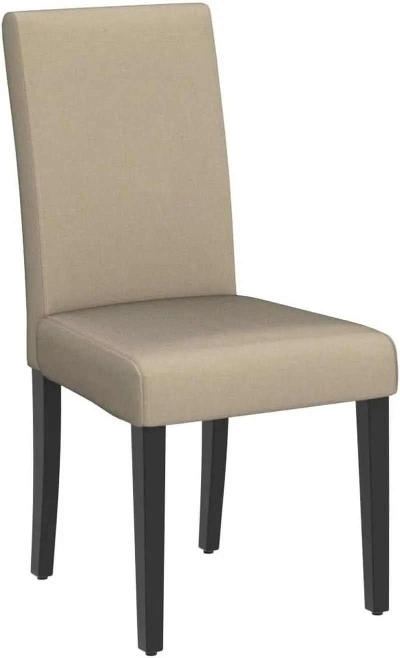 Khaki Upholstered Parson Dining Chair Set 4 Wood Legs from PriceLows™
