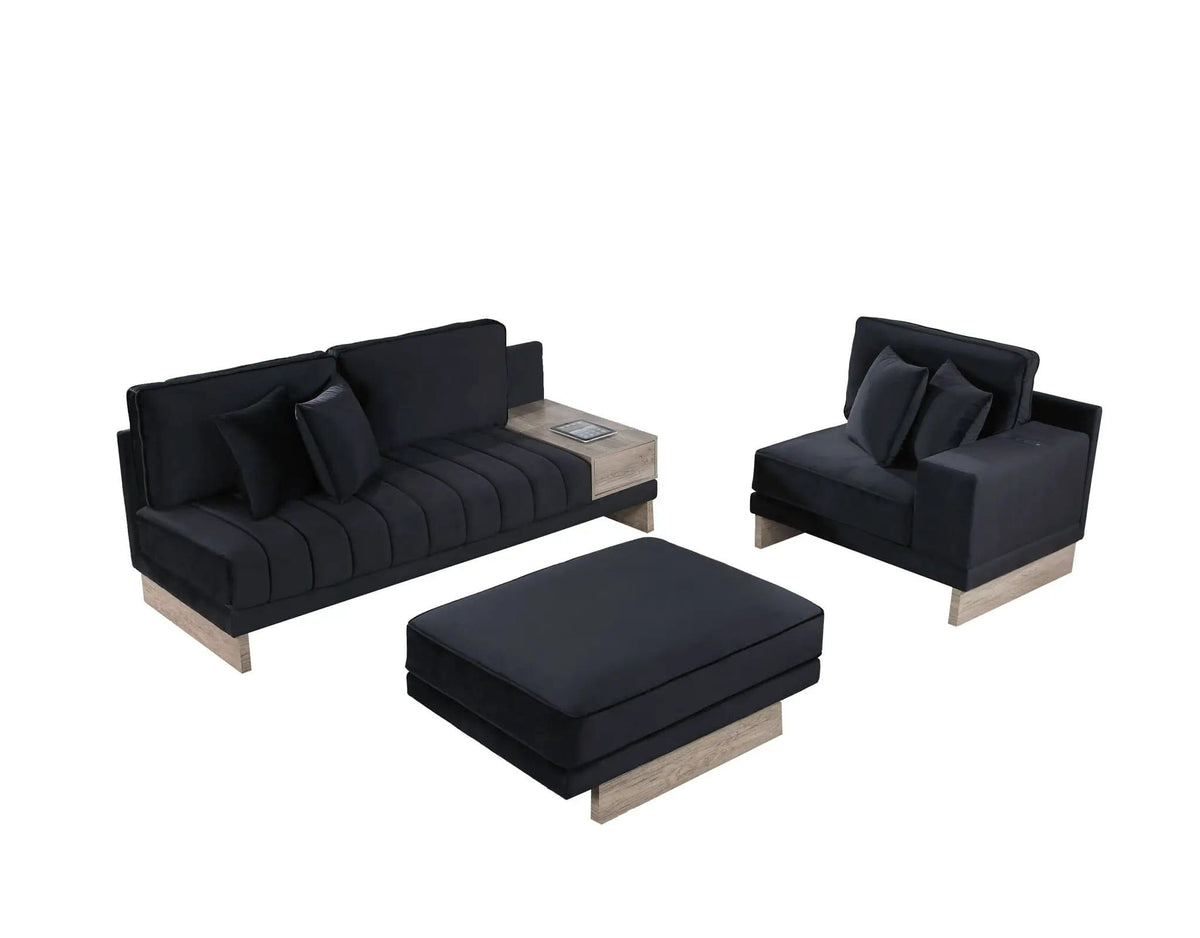 Memphis Reversible Sectional Sofa Ottoman With Storage Compartment, Drawer, USB | 74.5 x 122.5 x 36 in | Living Room Furniture | Living Room