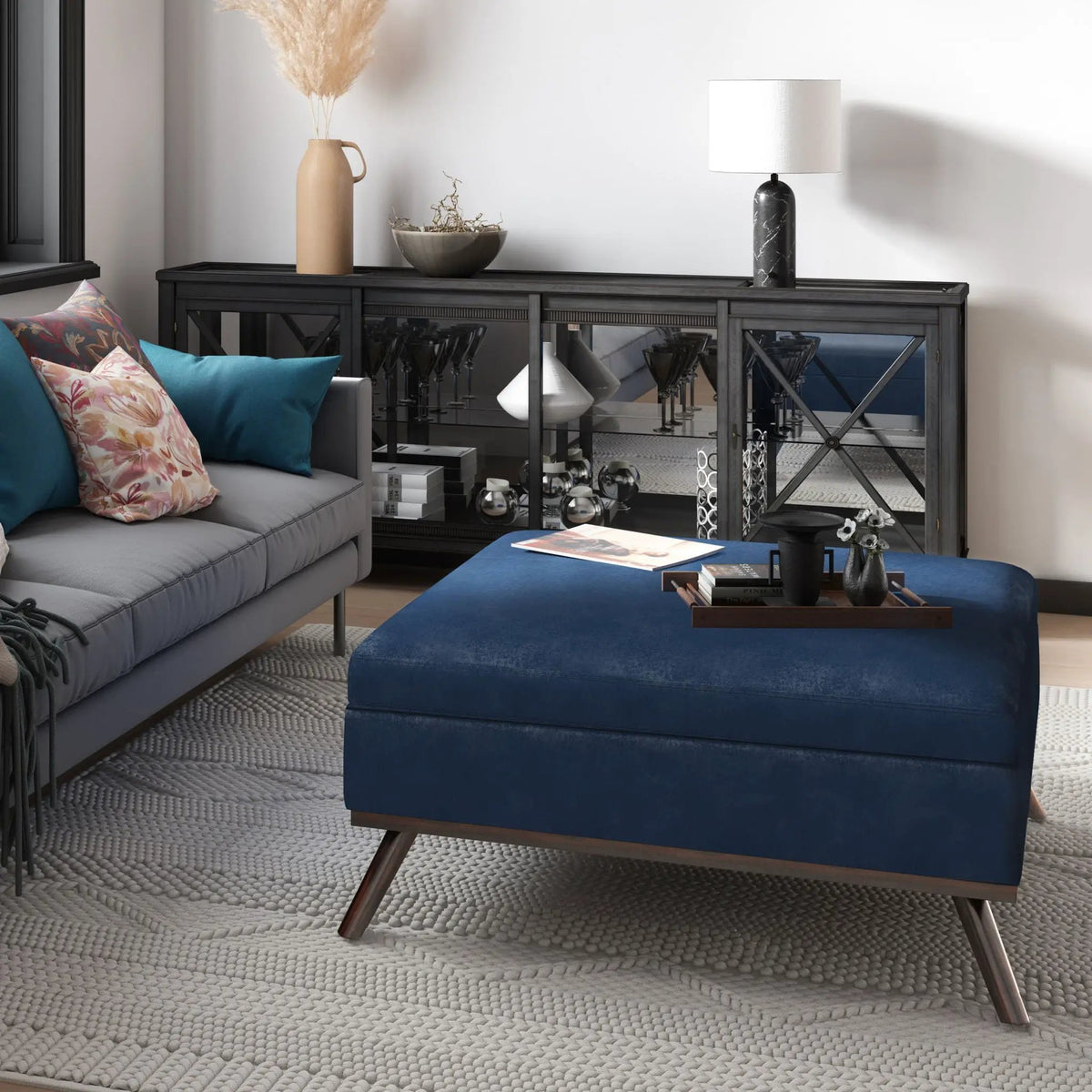 Owen Square Coffee Table Storage Ottoman | Hydraulic Lift-Up Lid | Multifunctional | 35.8 Inch Width