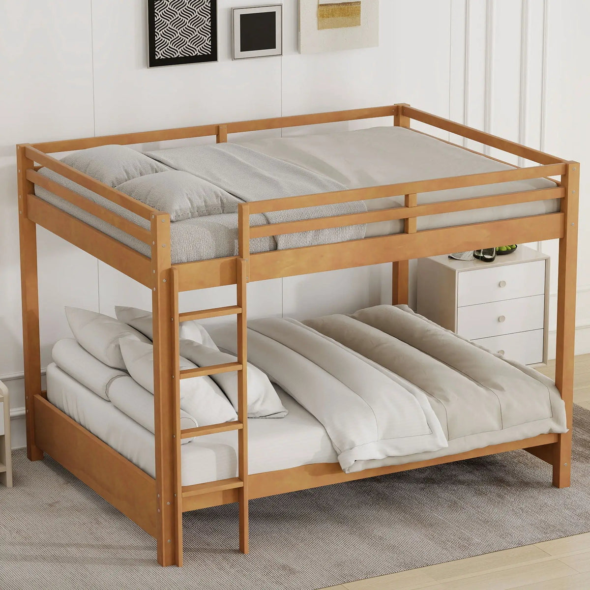 Sturdy Bunk Bed With Ladder | Solid Pine Wood | Guard Rails | Compact Layout