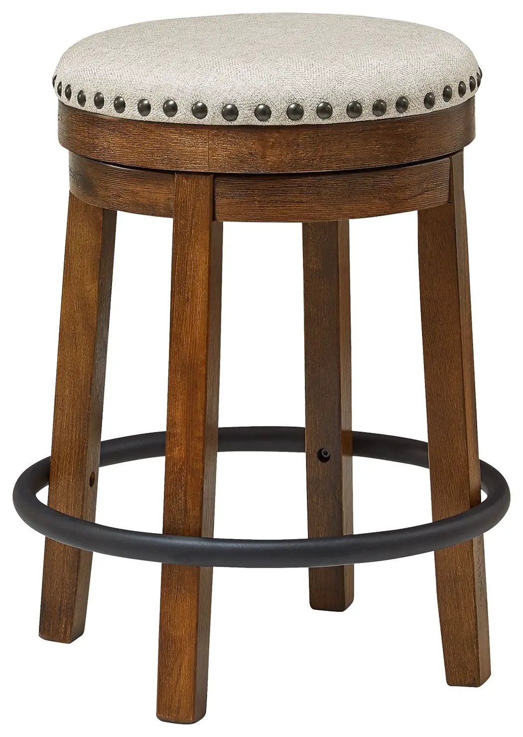 Upholstered Swivel Stool | Nailhead Trim | Cushion Seat