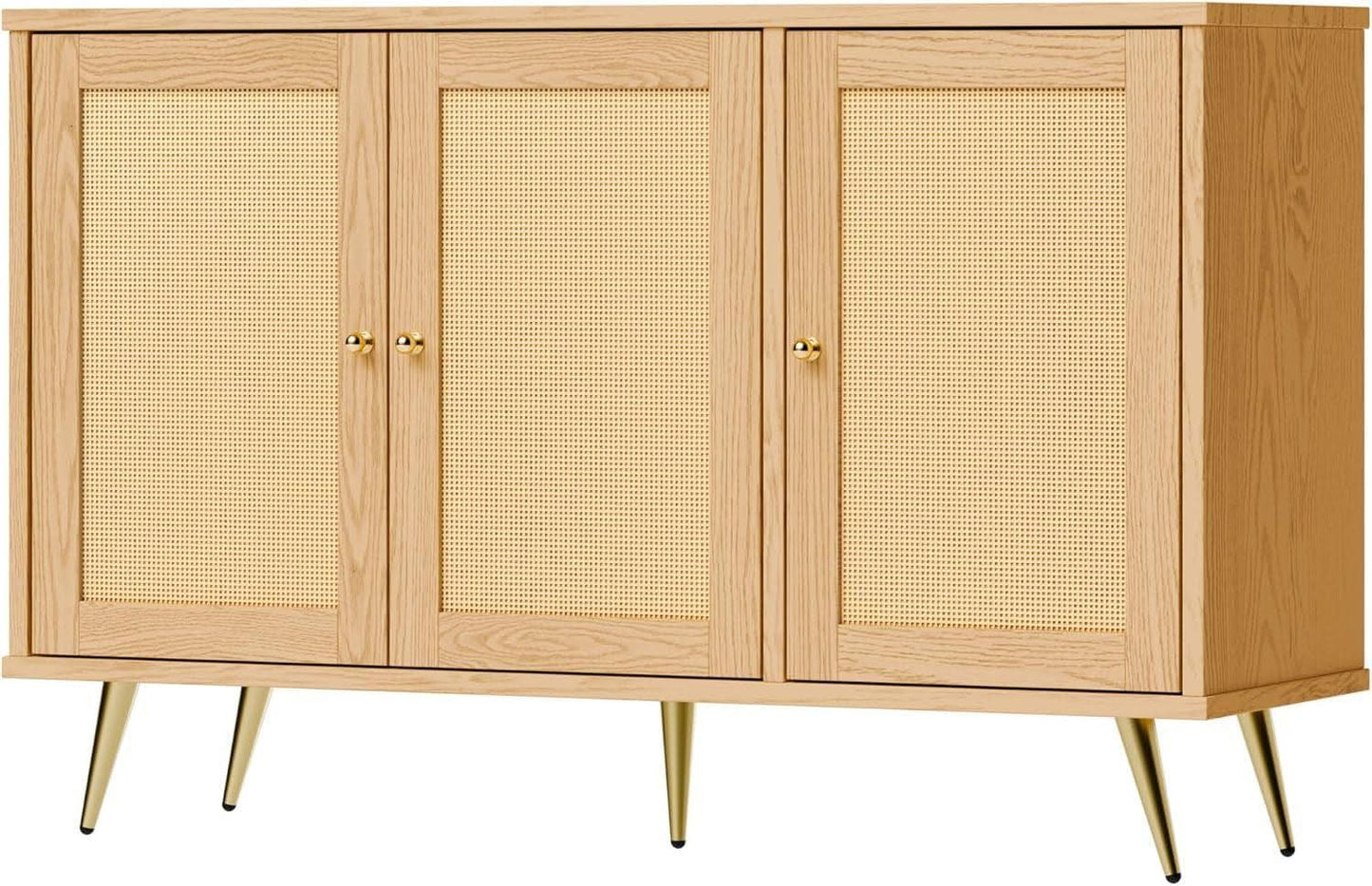 Natural Finish Buffet Cabinet Pair With Rattan Doors from PriceLows™