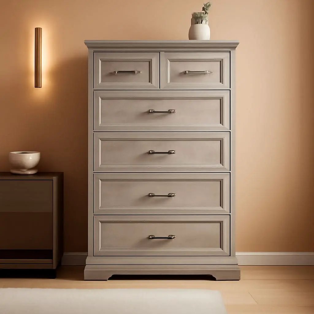 Greywash SolidWood FortyNineInch ExtraTall Six Drawer Dresser from PriceLows™