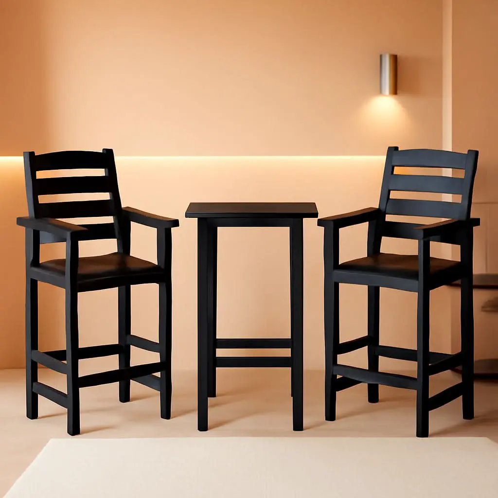Black Balcony Adirondack Bar Chair Set With Table 3 Piece from PriceLows™