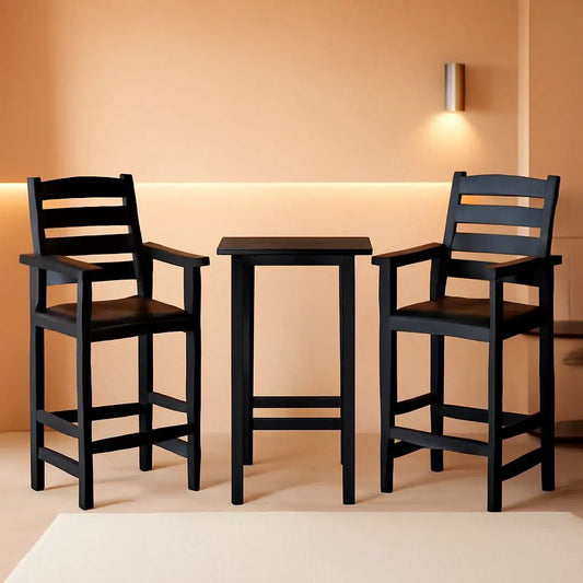 Black Balcony Adirondack Bar Chair Set With Table 3 Piece from PriceLows™