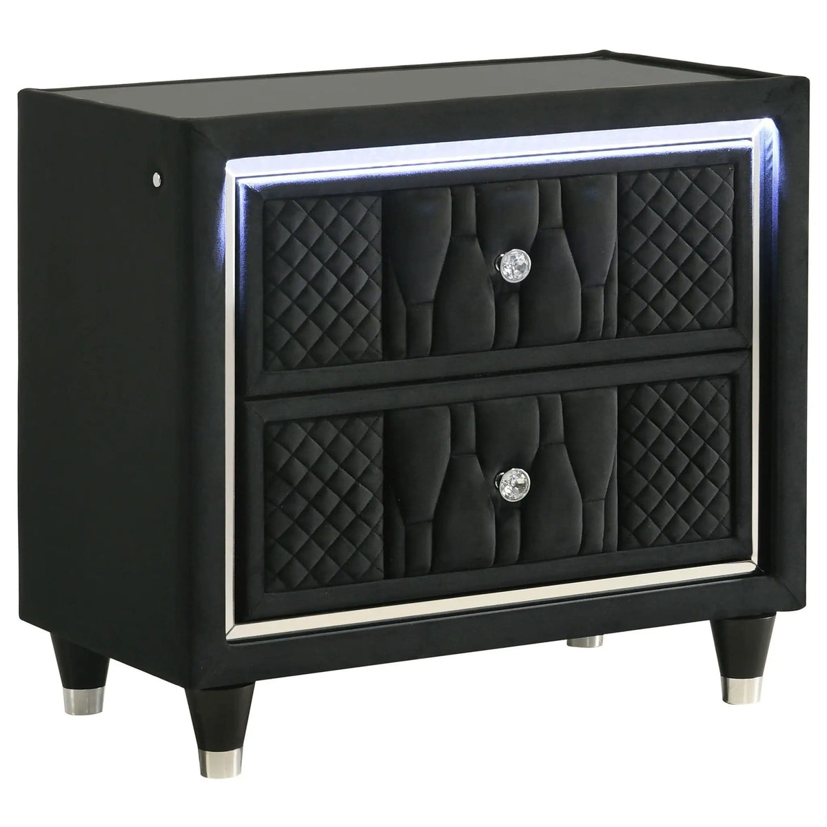 Lorient 4-piece Eastern King Bedroom Set | 4-Piece Set | Velvet & Tempered Glass | Black