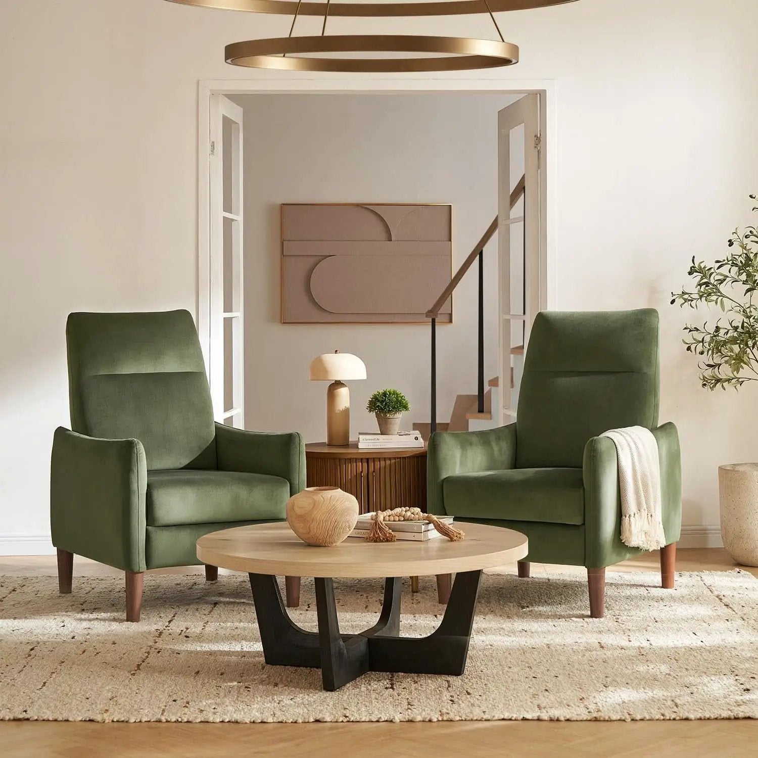 Arthur Olive Green Velvet Recliner Chair With 3 Positions from PriceLows™