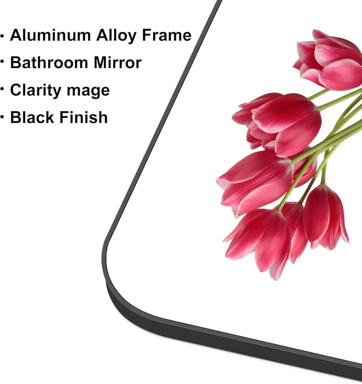 60x36 Inch Matte Black Bathroom Mirror With Metal Frame from PriceLows™