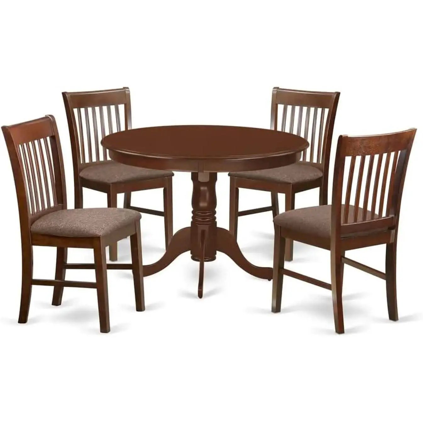 Mahogany Dining Table Set 5 Piece With Linen Chairs from PriceLows™
