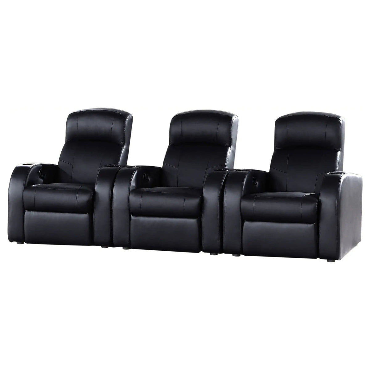 Cyrus 3-piece Upholstered Home Theater Seating Reclining Chair & Console | 3-Piece Set | Leather | Living Room