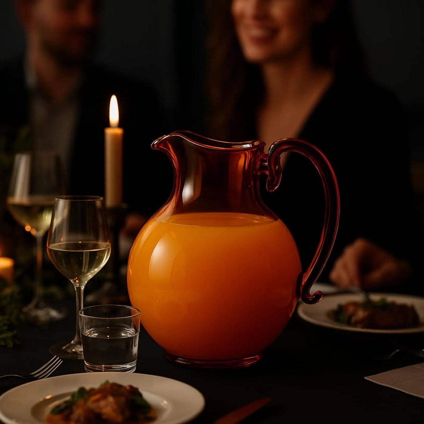 talian Design Amber Glass Jug Mouth-Blown Venetian Pitcher 750ml Handmade Murano from PriceLows™