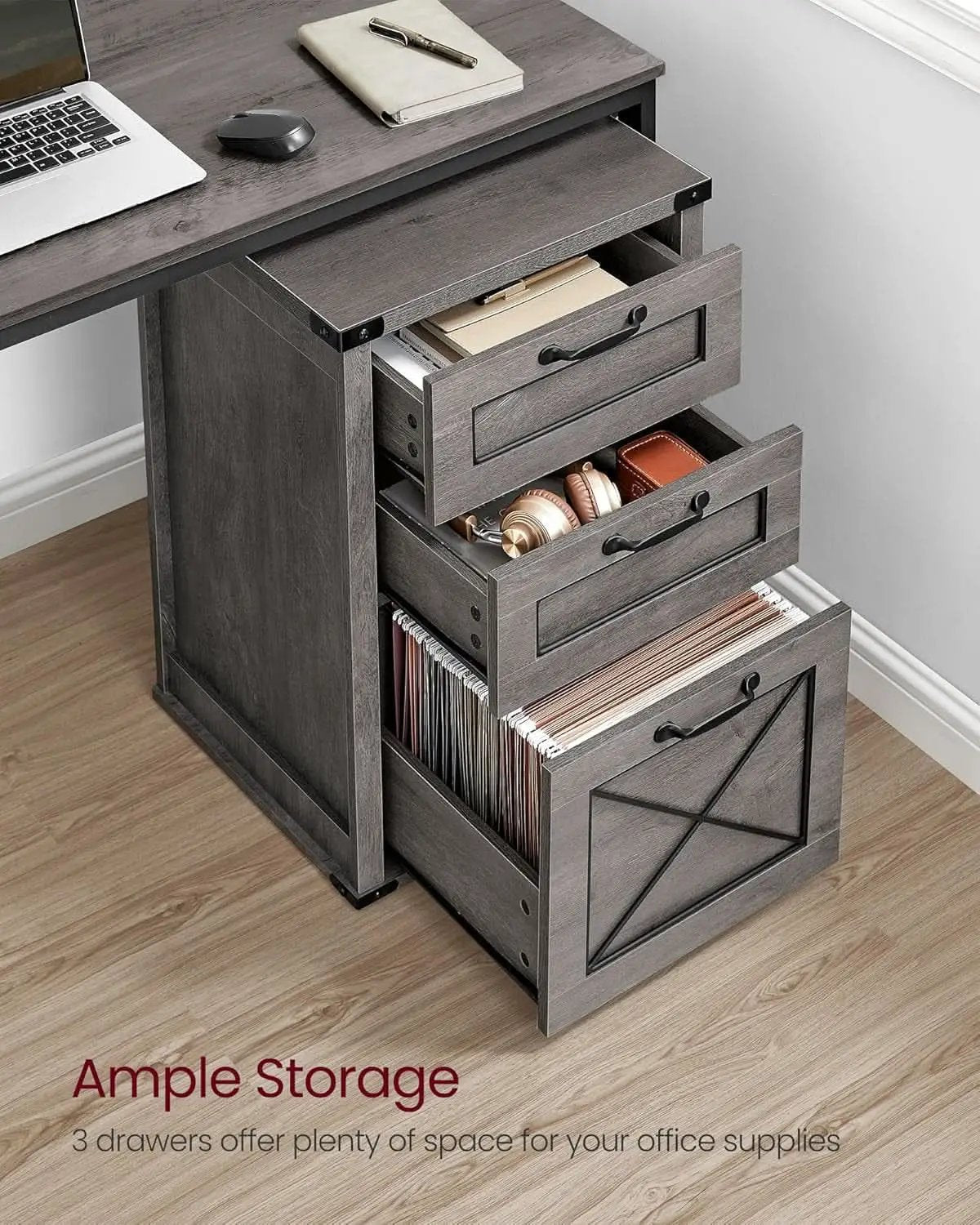 Misty Gray File Cabinet 3 Drawer Modern Farmhouse Style from PriceLows™