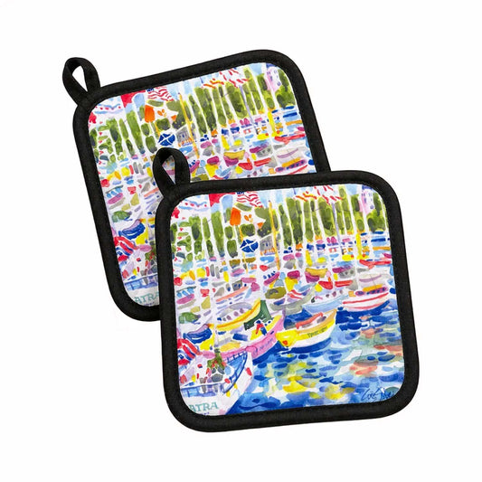 Pot Holder Set of 2 | Heat Resistant Quilted Hot Pads | 7.5 x 7.5 Inch | Harbour