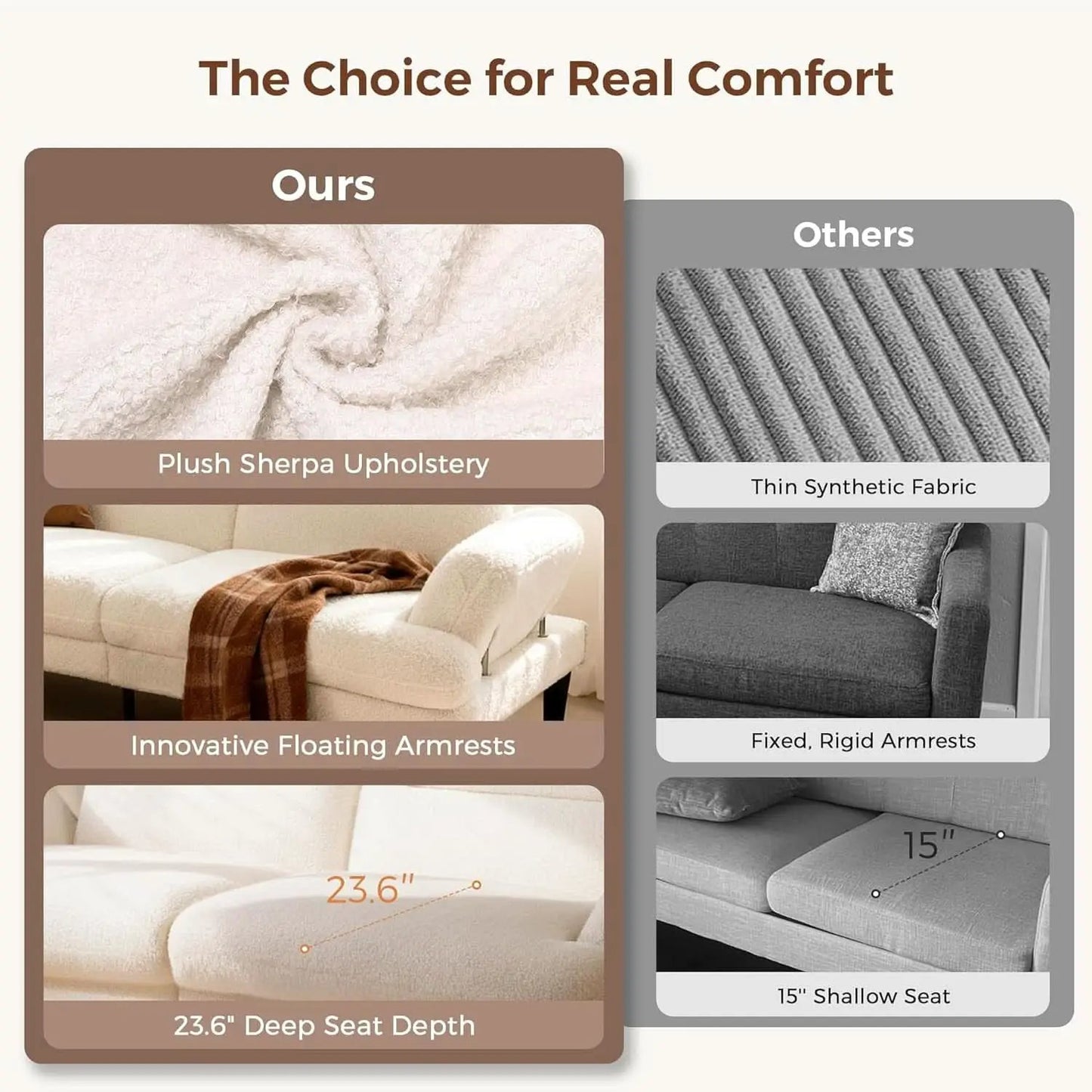 Beige Seventy Nine Inches Futon Sofa Bed Convertible from PriceLows™