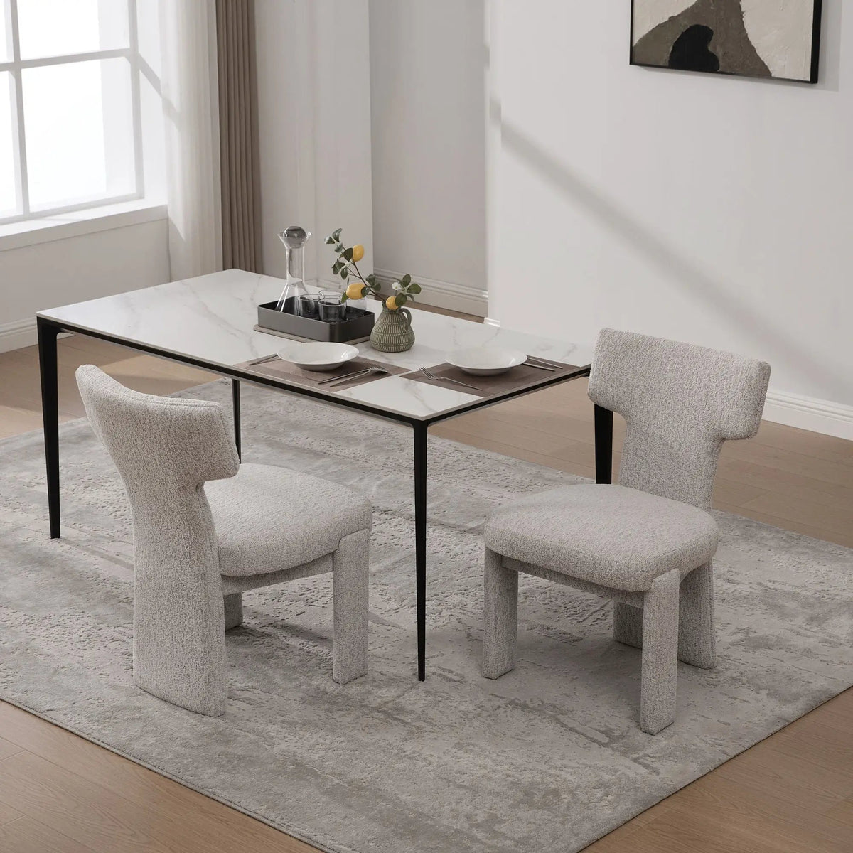 Armless Accent Chairs | Curved Back | Futuristic Design | Foam Padded Fabric