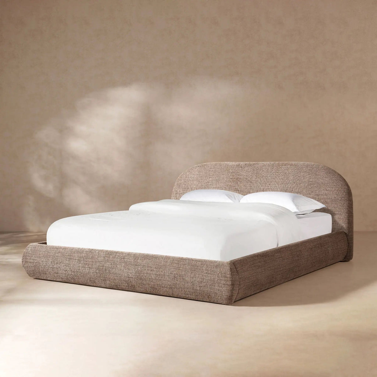 Archie Upholstered Platform Bed | Puffy Arch Headboard | Grounded Design | No Box Spring Needed