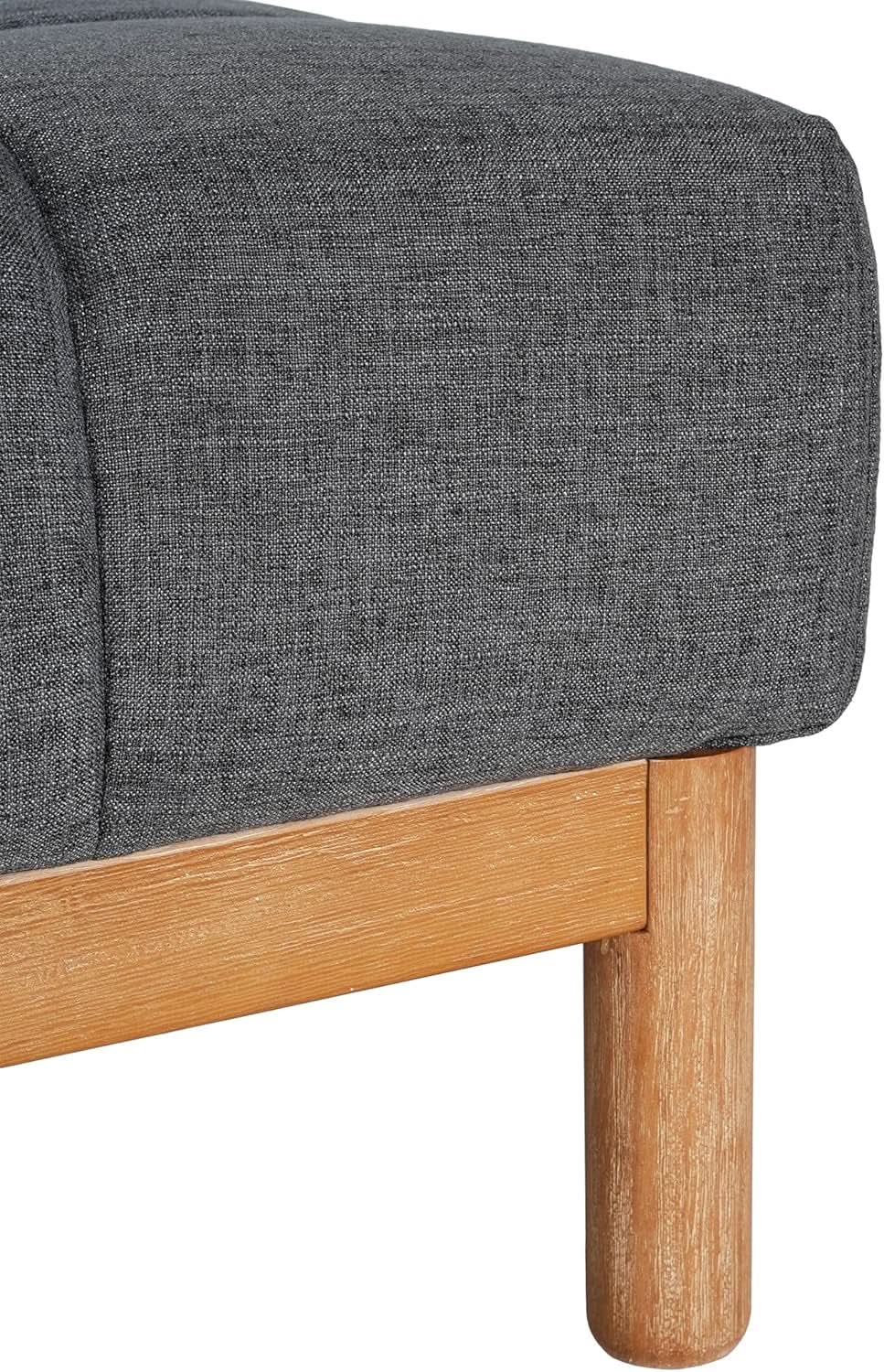 Modern Gray Fabric Ottoman With Walnut Finish WoodFrame from PriceLows™