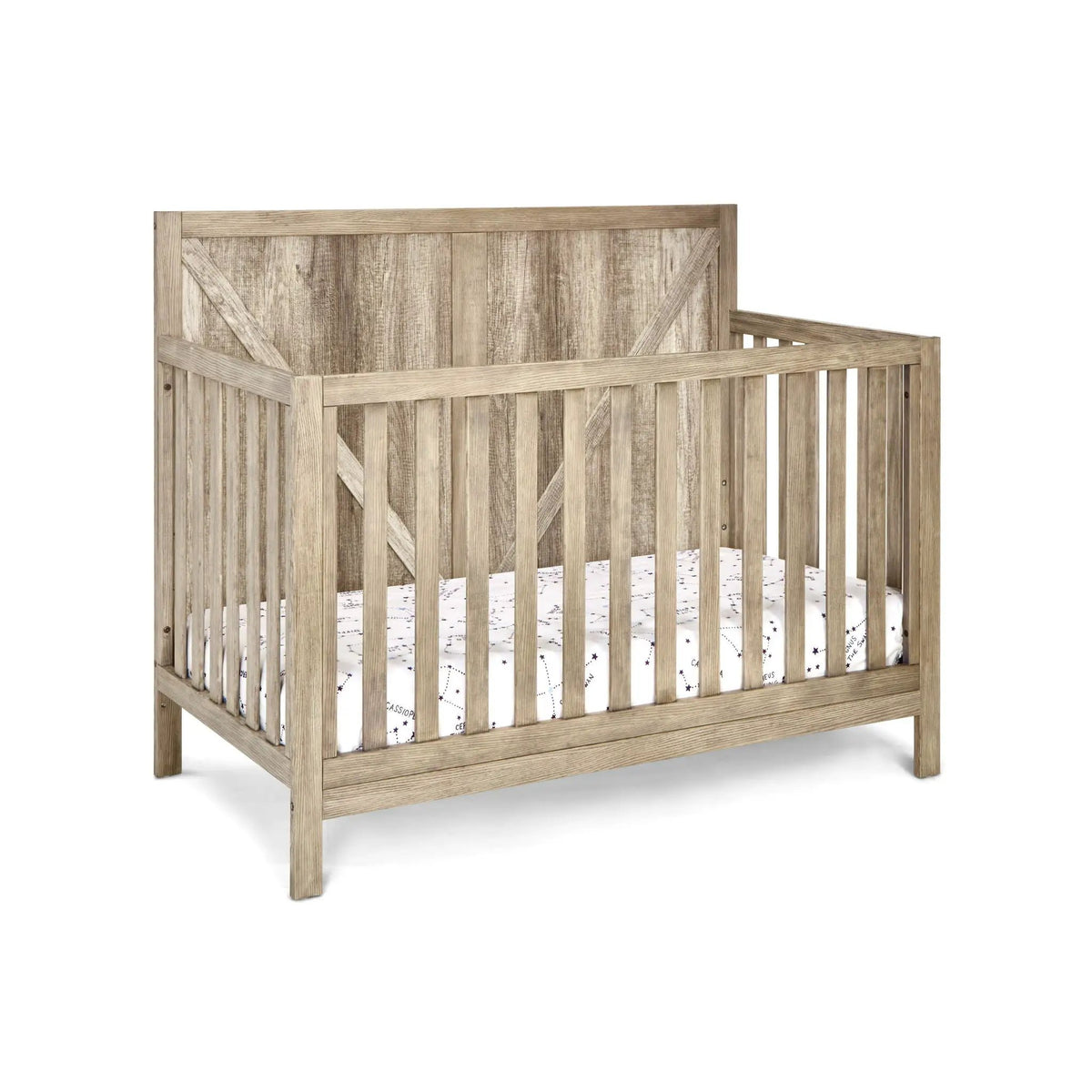 Barnside 4-In-1 Convertible Crib | Vintage Chestnut Finish | Toddler Bed And Full Bed | Adjustable Mattress Heights