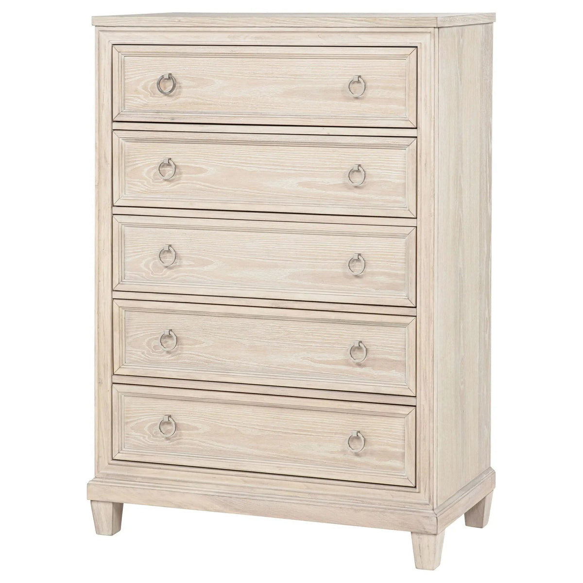 Pembroke 5-drawer Chest of Drawers Washed | 36.5 x 18.25 x 52 in | Wood | Oak