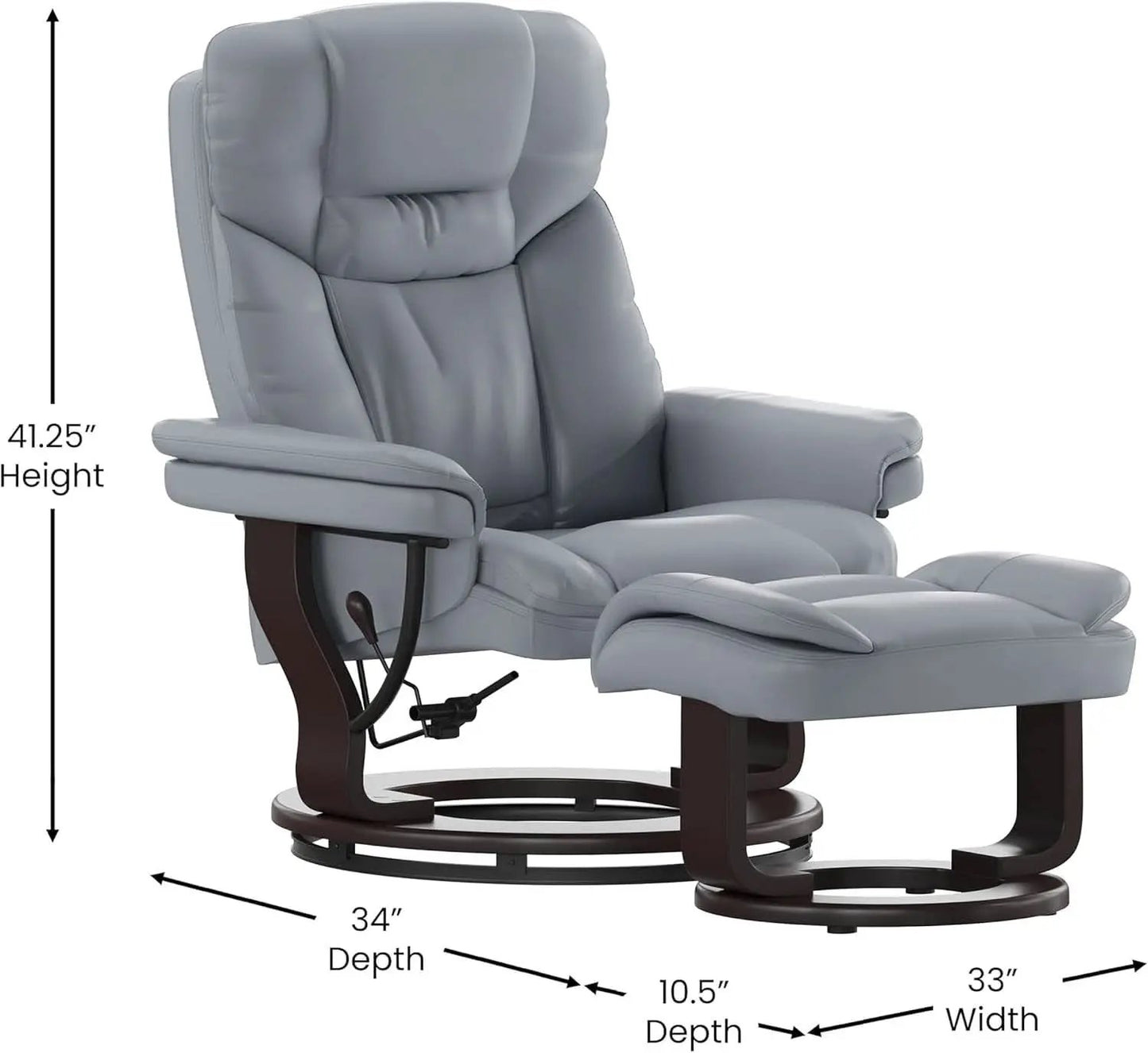 Gray Recliner With Swivel Mahogany Base And Ottoman from PriceLows™