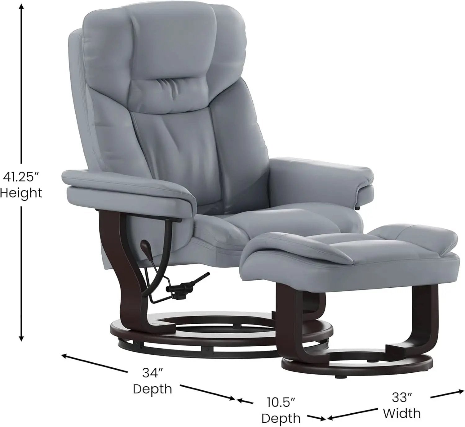 Gray Recliner With Swivel Mahogany Base And Ottoman from PriceLows™