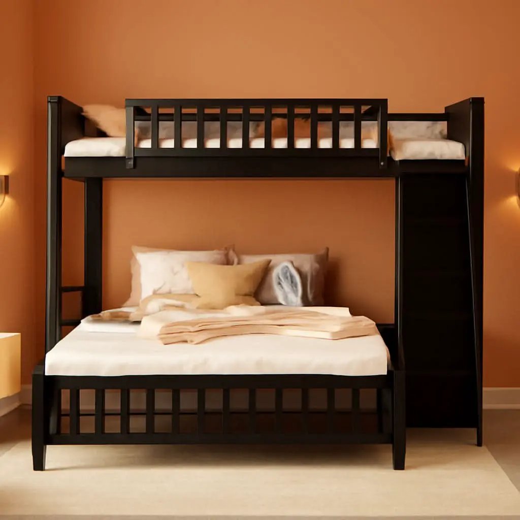Espresso Twin Over Full Bunk Bed With Six Drawers Shelves from PriceLows™