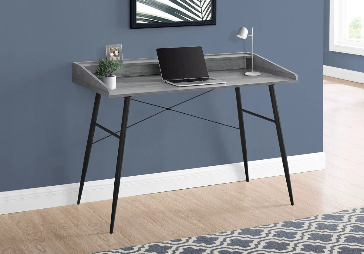 Sturdy Computer Desk With Shelves | 47.25 Inch Width | Matching Metal Base | 34 Inch Height