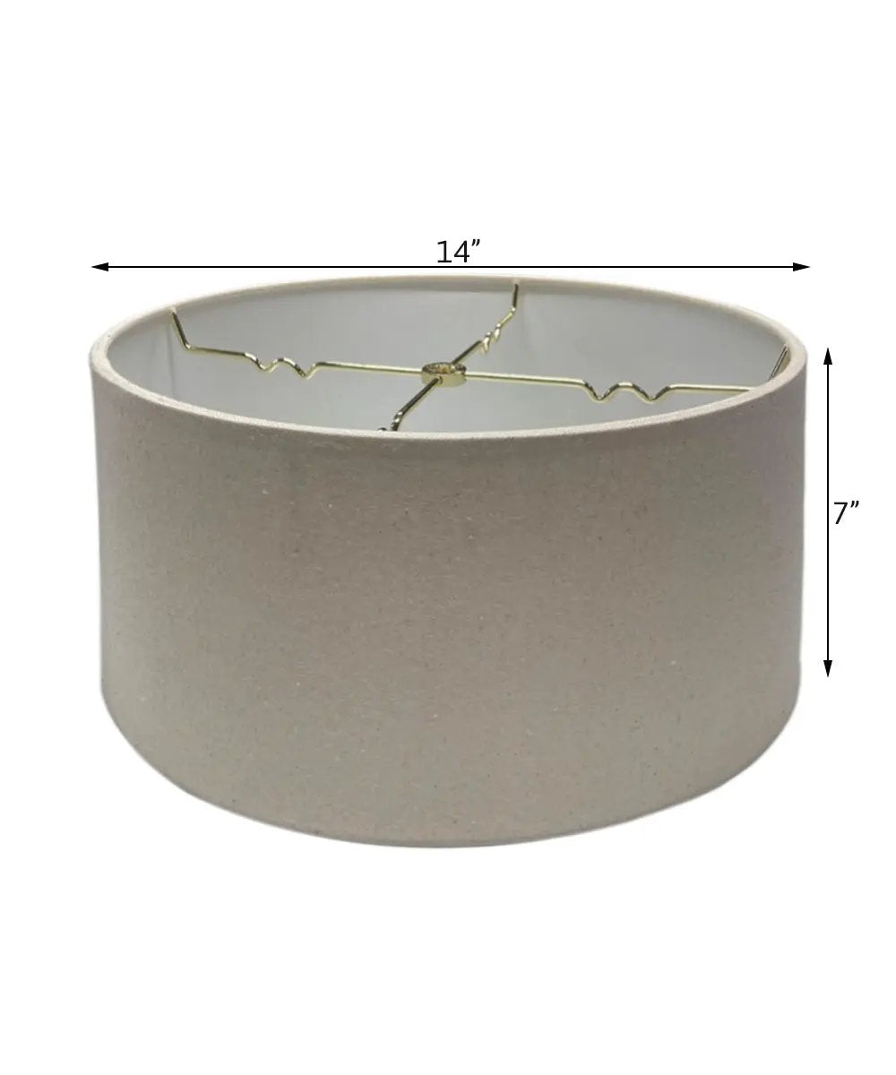 Hardback Drum Lampshade | Textured Oatmeal | Premium Shantung | 14X14X7