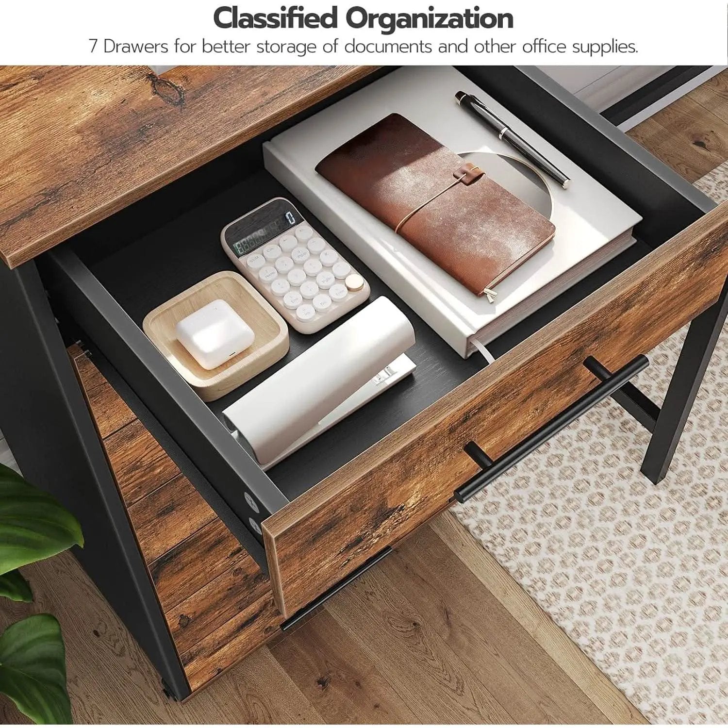 7 Drawer Wooden File Cabinet For Home Office Rustic Brown from PriceLows™