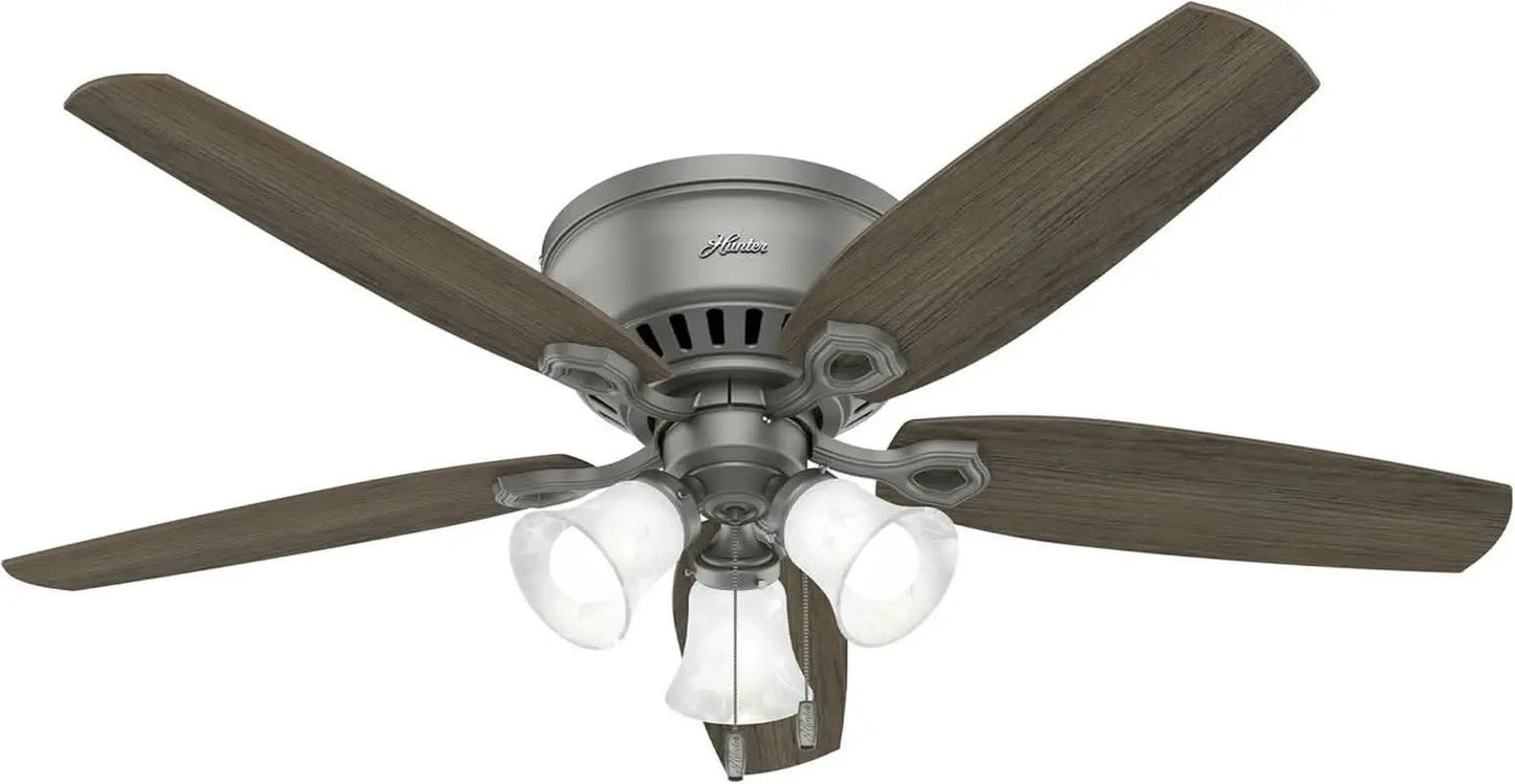 52 Inch Matte Silver LED Ceiling Fan With Integrated Light from PriceLows™
