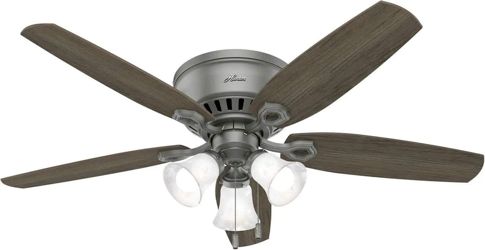 52 Inch Matte Silver LED Ceiling Fan With Integrated Light from PriceLows™