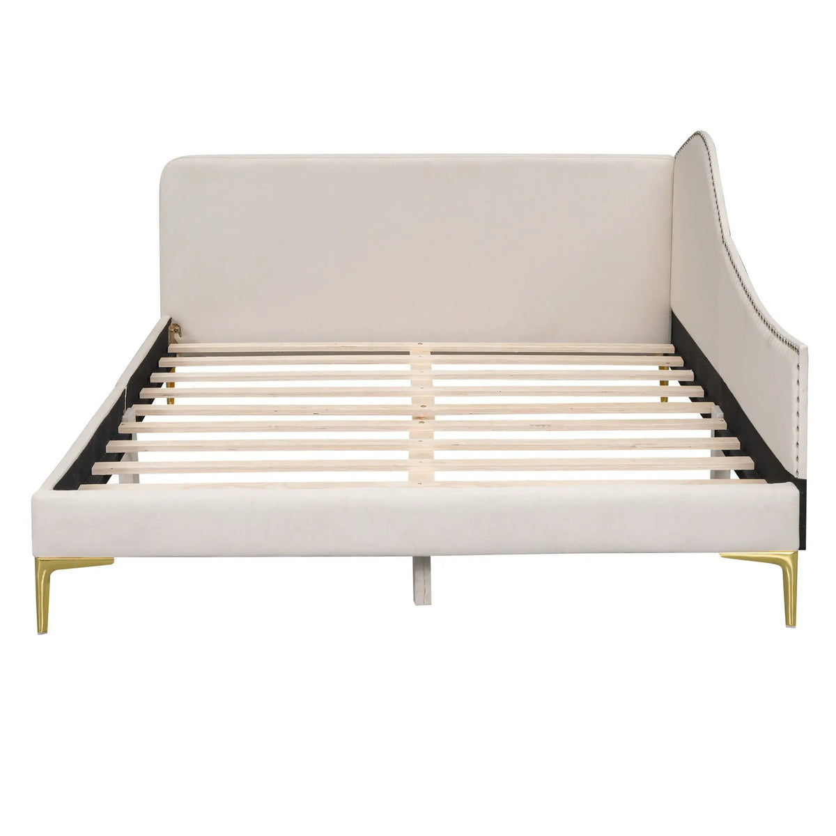 Upholstered Daybed | Headboard And Armrest | Support Legs | 80.5 Inch Length