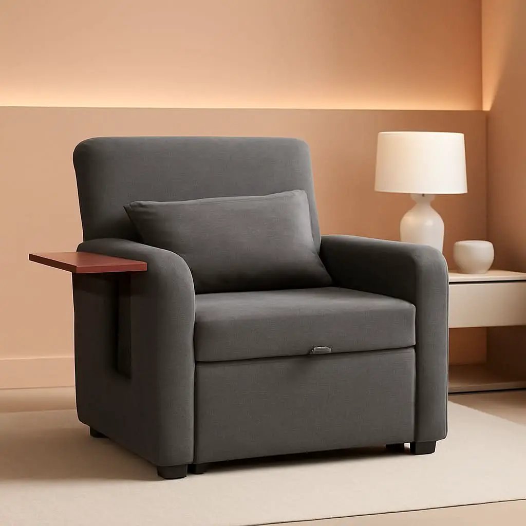 Convertible Sleeper Armchair Charcoal Gray USB Port from PriceLows™