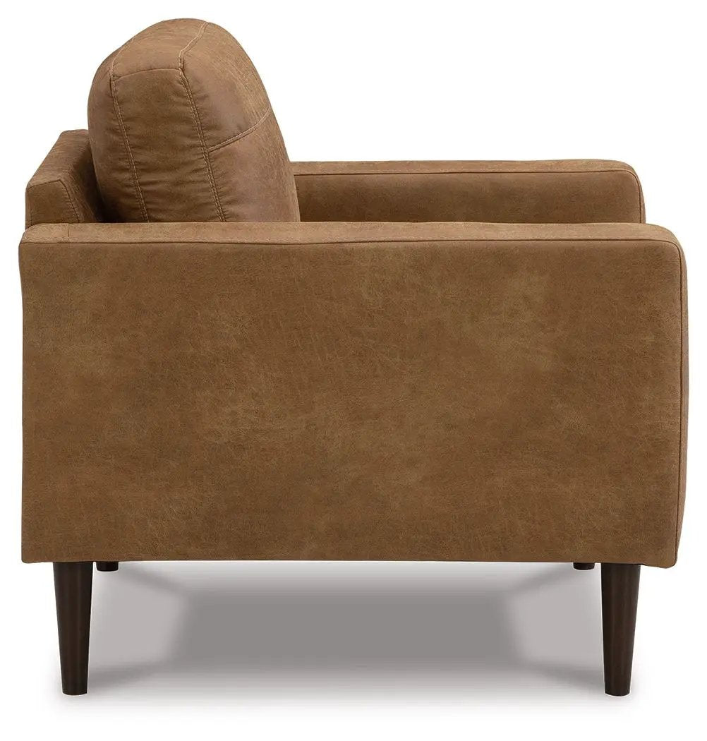 Accent Chair | Caramel Faux Leather | Compact Linear Design