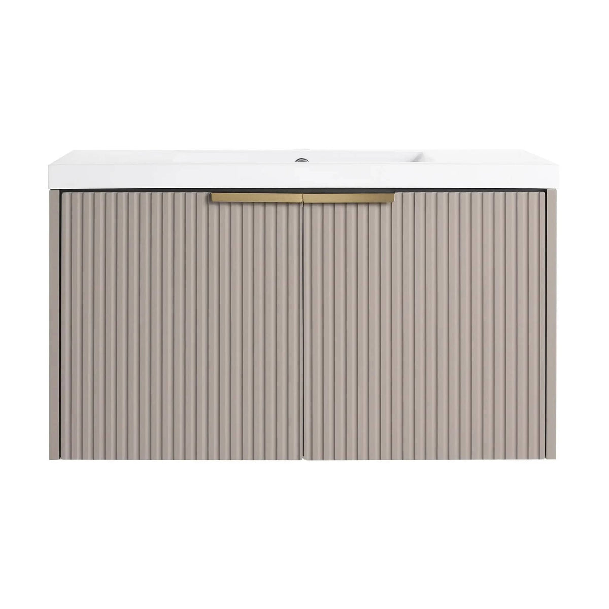 Contemporary Wall Mounted Bathroom Vanity With Resin Double Sink | 6 Pieces | Metal & Plywood | Bathroom