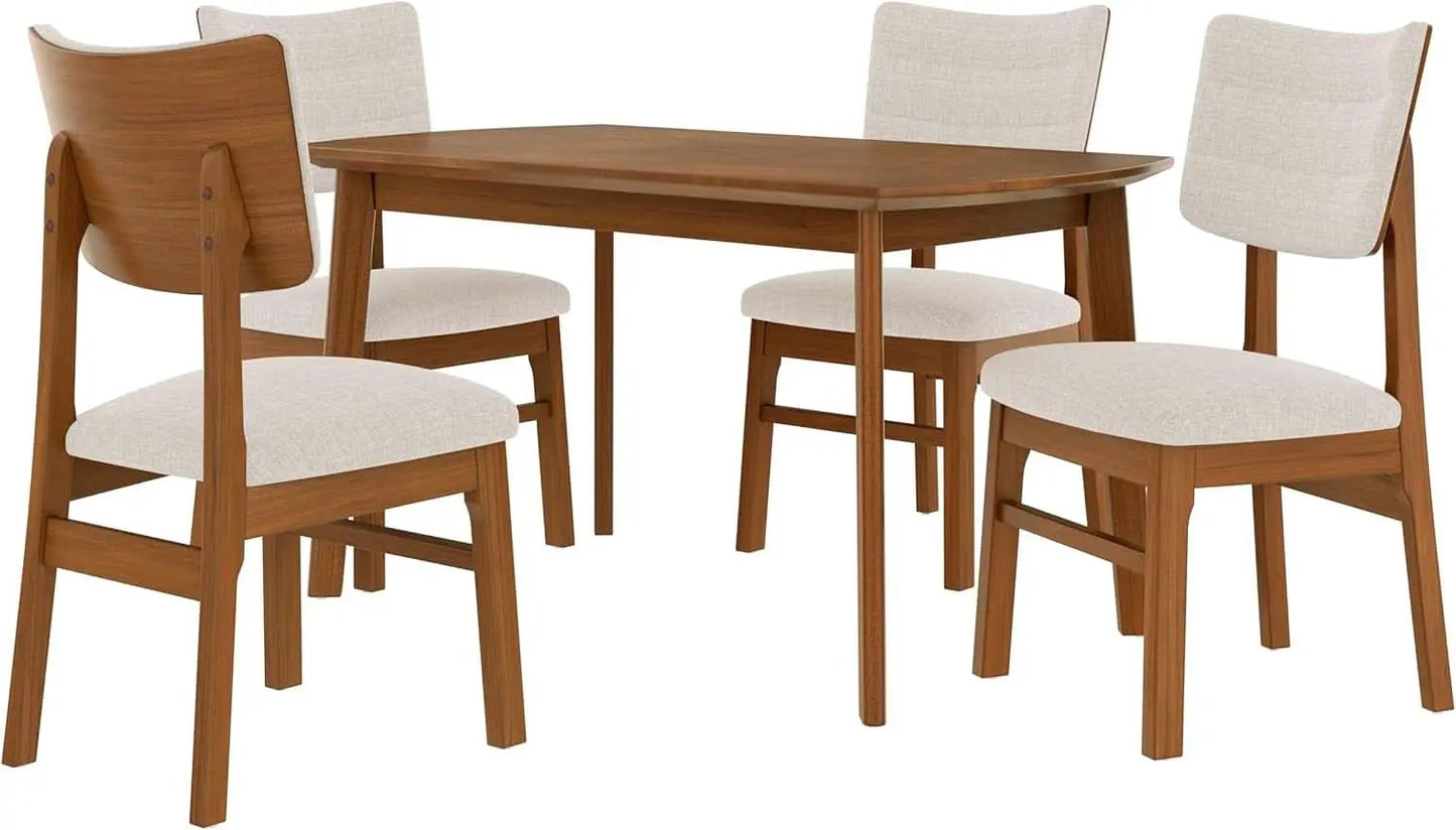 Brown Beige Space Saving Solid Wood Dining Set Chairs from PriceLows™